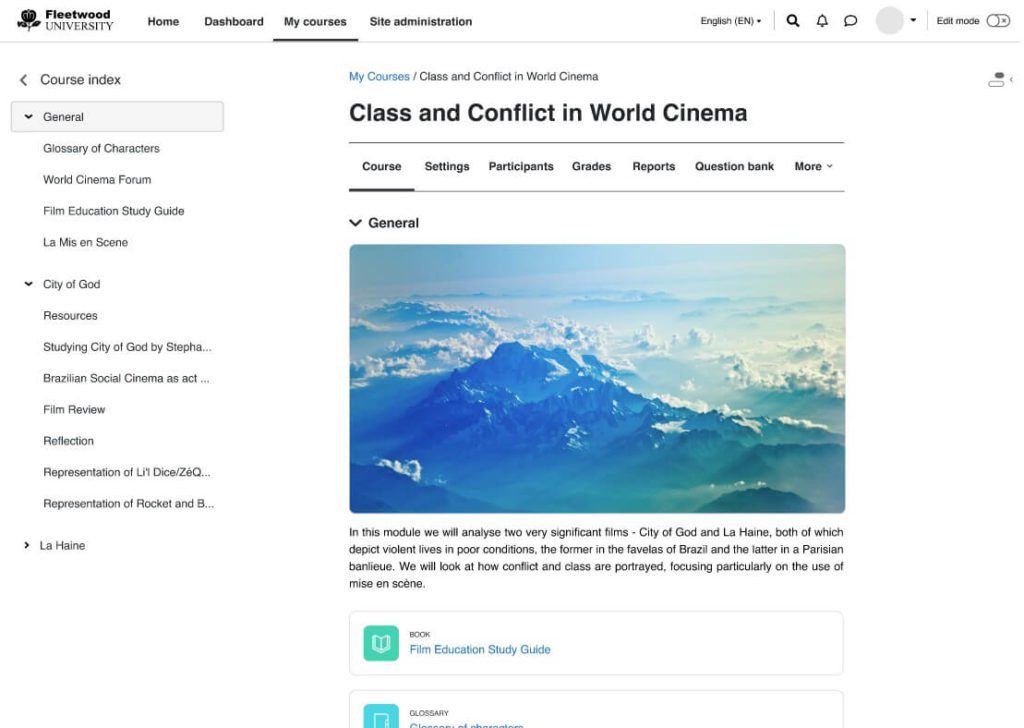Moodle 4.0 Kurzus nézet