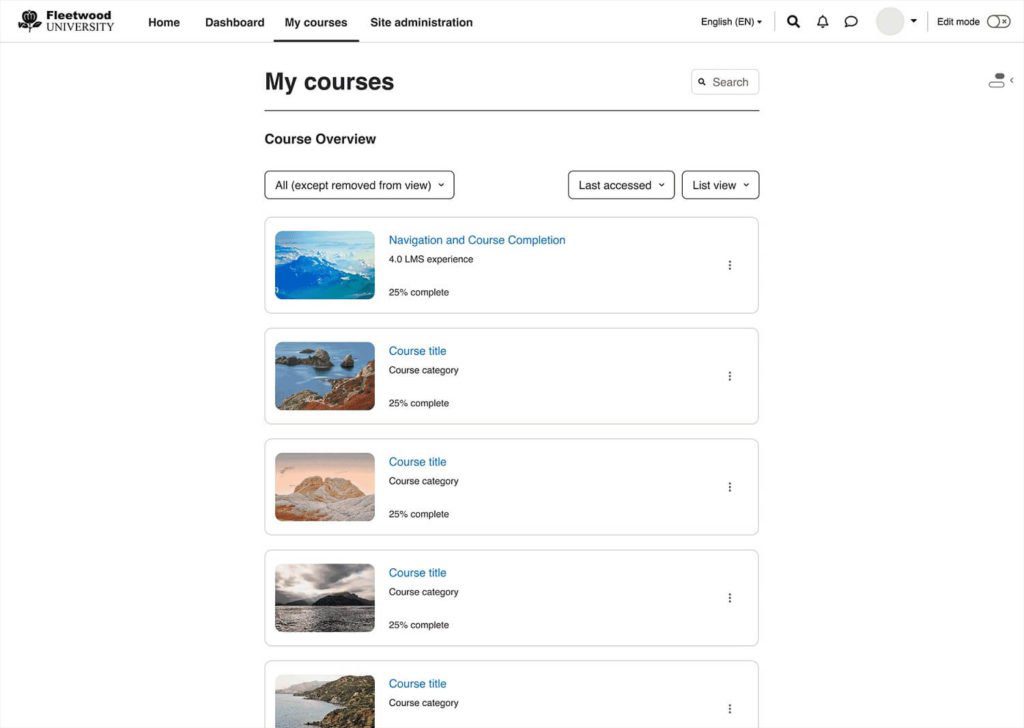 Moodle 4.0 - Kurzusaim menüpont