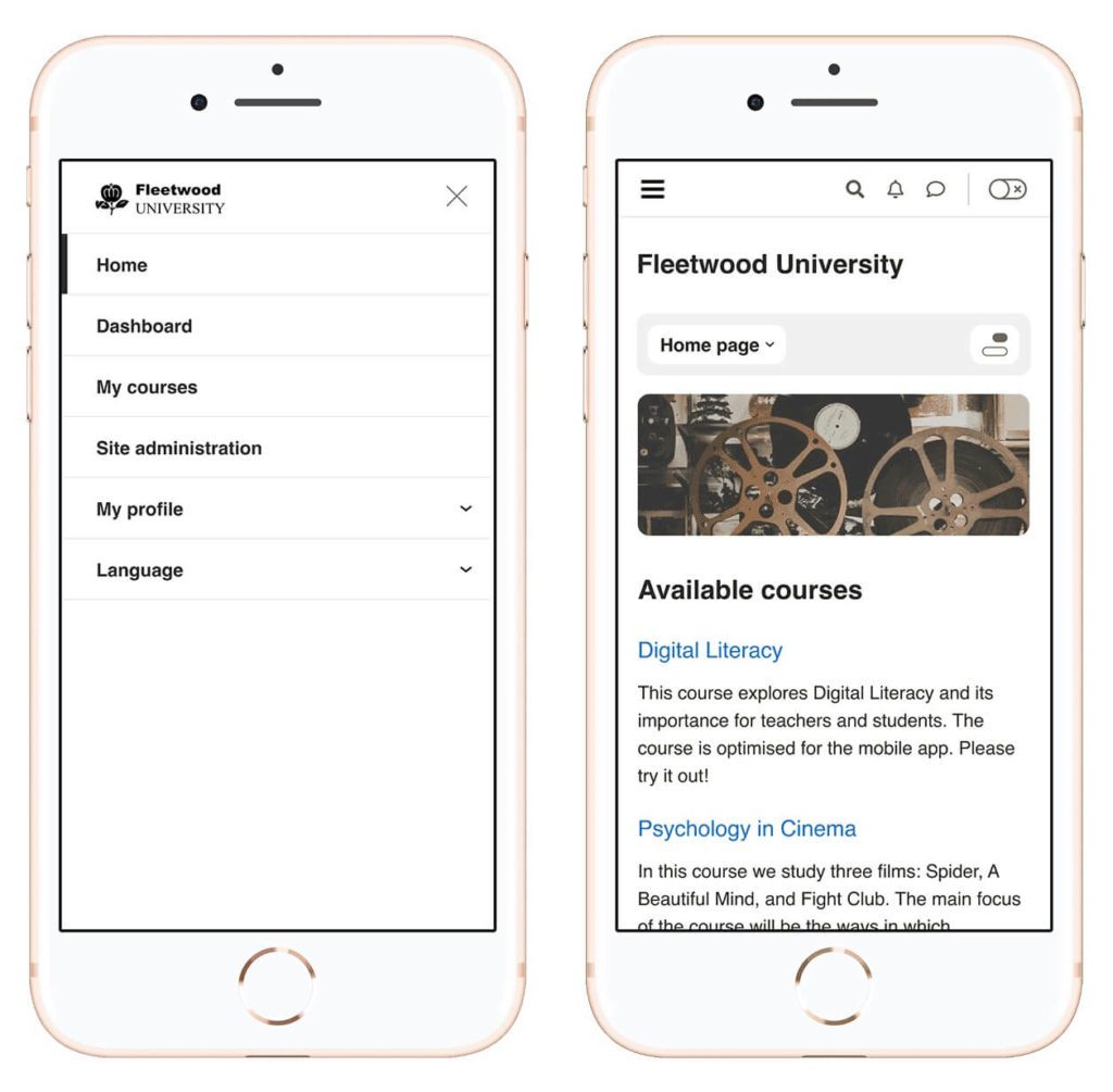 Moodle 4.0 Mobilos nézet
