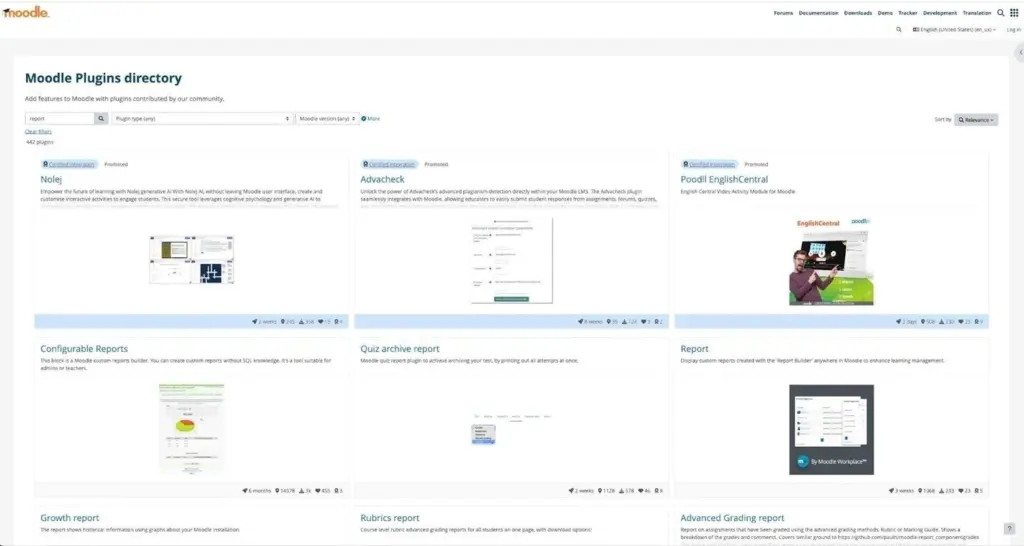 While Moodle’s built-in reporting features are quite powerful and sufficient for most users, there are, at the time of writing, 442 plugins available to further extend Moodle’s reporting capabilities.